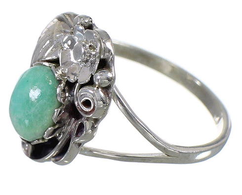 Turquoise Sterling Silver Southwest Flower Ring Size 4-3/4 AX88238
